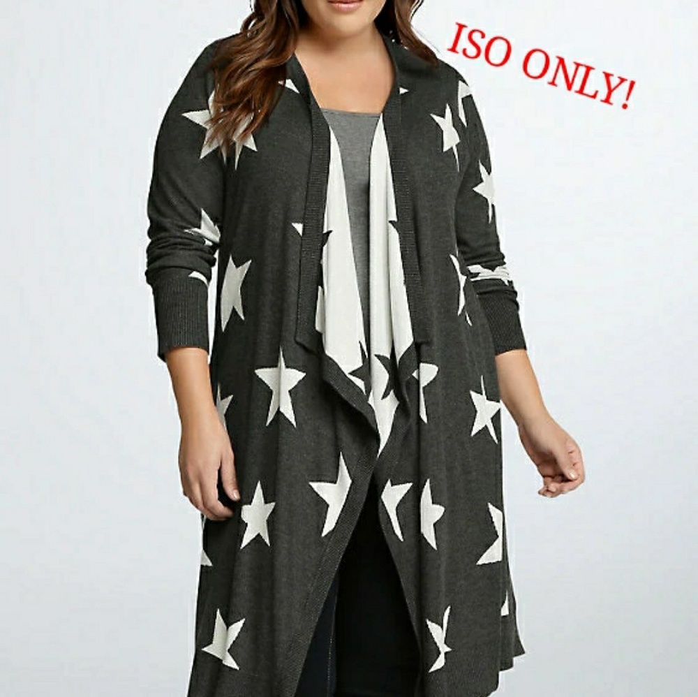 Torrid ISO ONLY Sz 4 or 5 STAR PRINT DRAPE CARDI